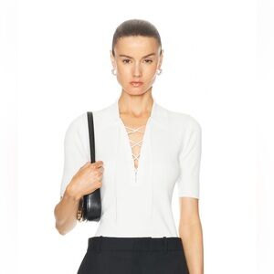 FRAME
lace-up ribbed top size M New without tags in Ivory office formal blouse